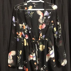 Fancy black long sleeve see through shirt/cardigan